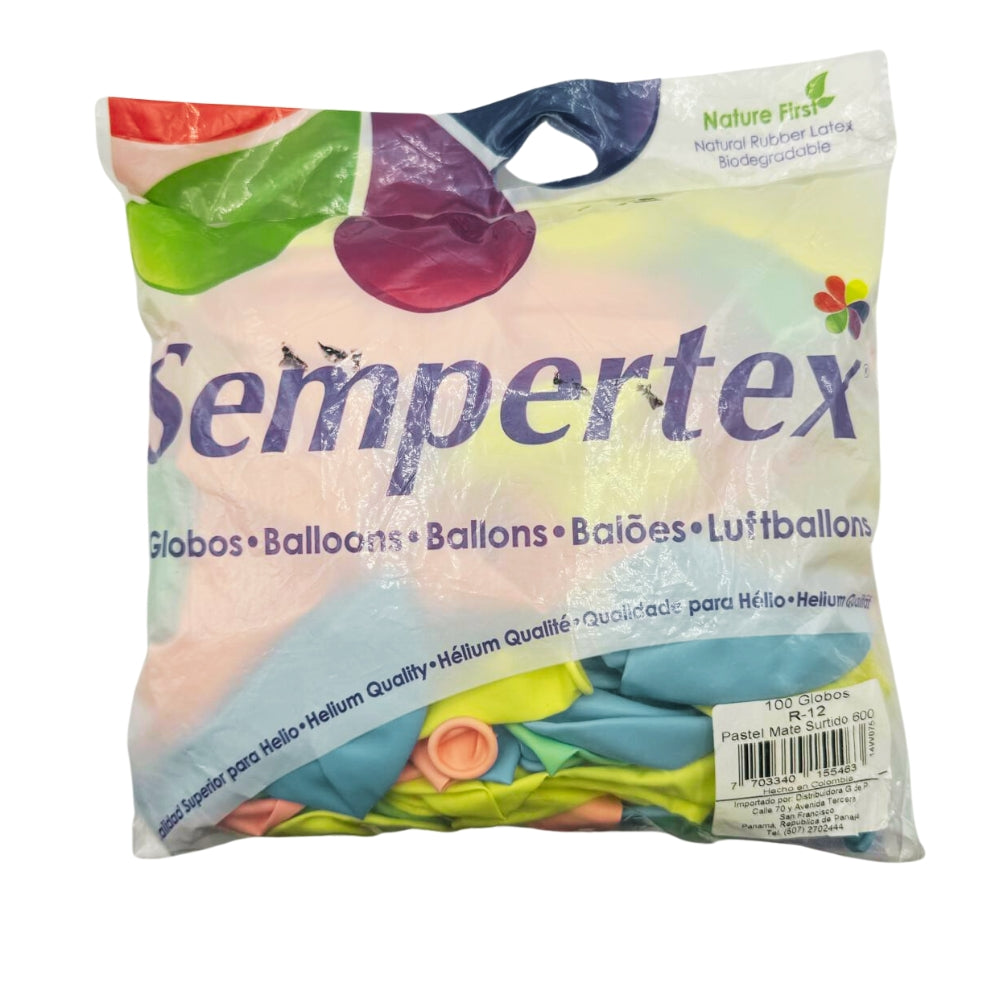 GLOBOS DE PASTEL MATE SEMPERTEX 1OO UNIDADES