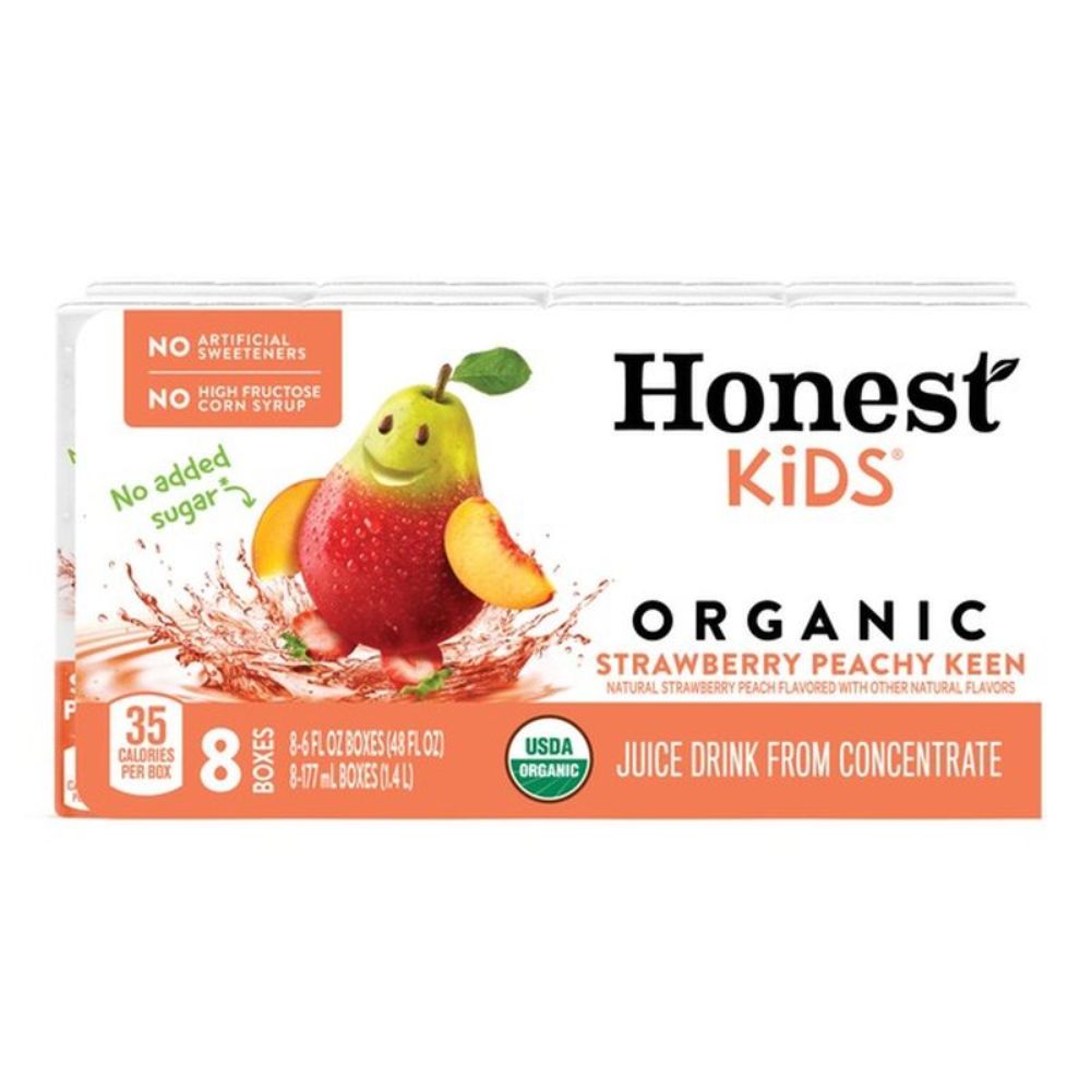 JUGOS ORGANICOS DE MELOCOTON Y FRESA HONEST KIDS 8 PACK