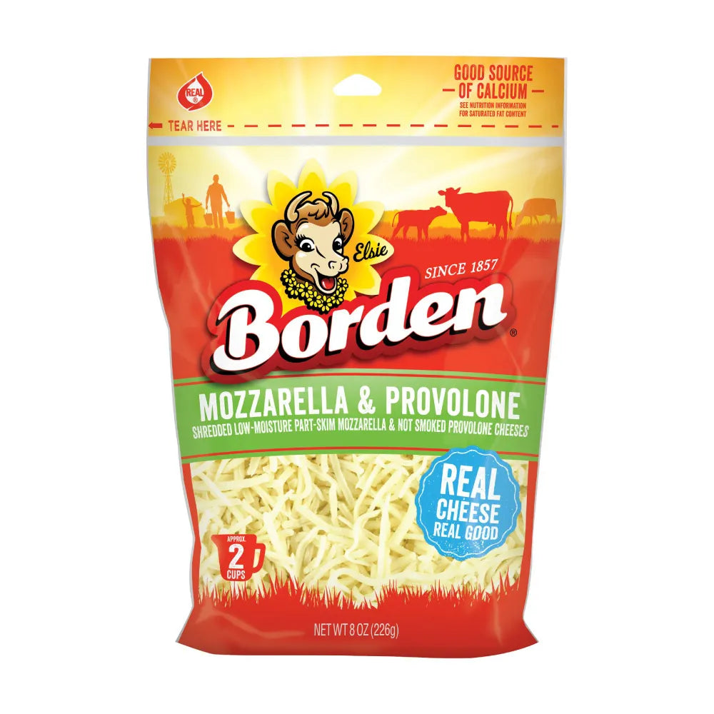 QUESO MOZZARELLA & PROVOLONE RALLADO BORDEN 8 ONZAS