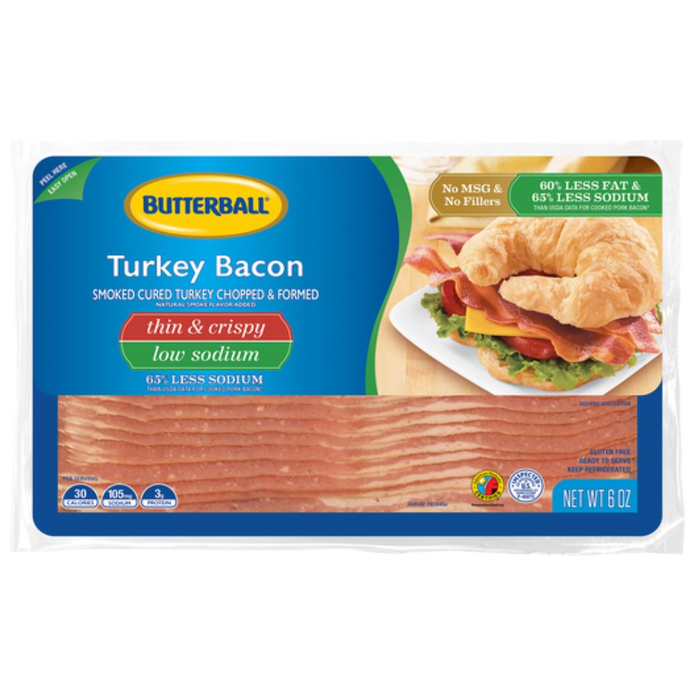 BACON DE PAVO CORTE FINO Y CRUJIENTE BAJO EN SODIO BUTTERBALL 6 OZ