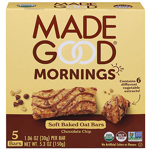 MADEGOOD MORNINDS CHOCOLATEE CHIP BARS