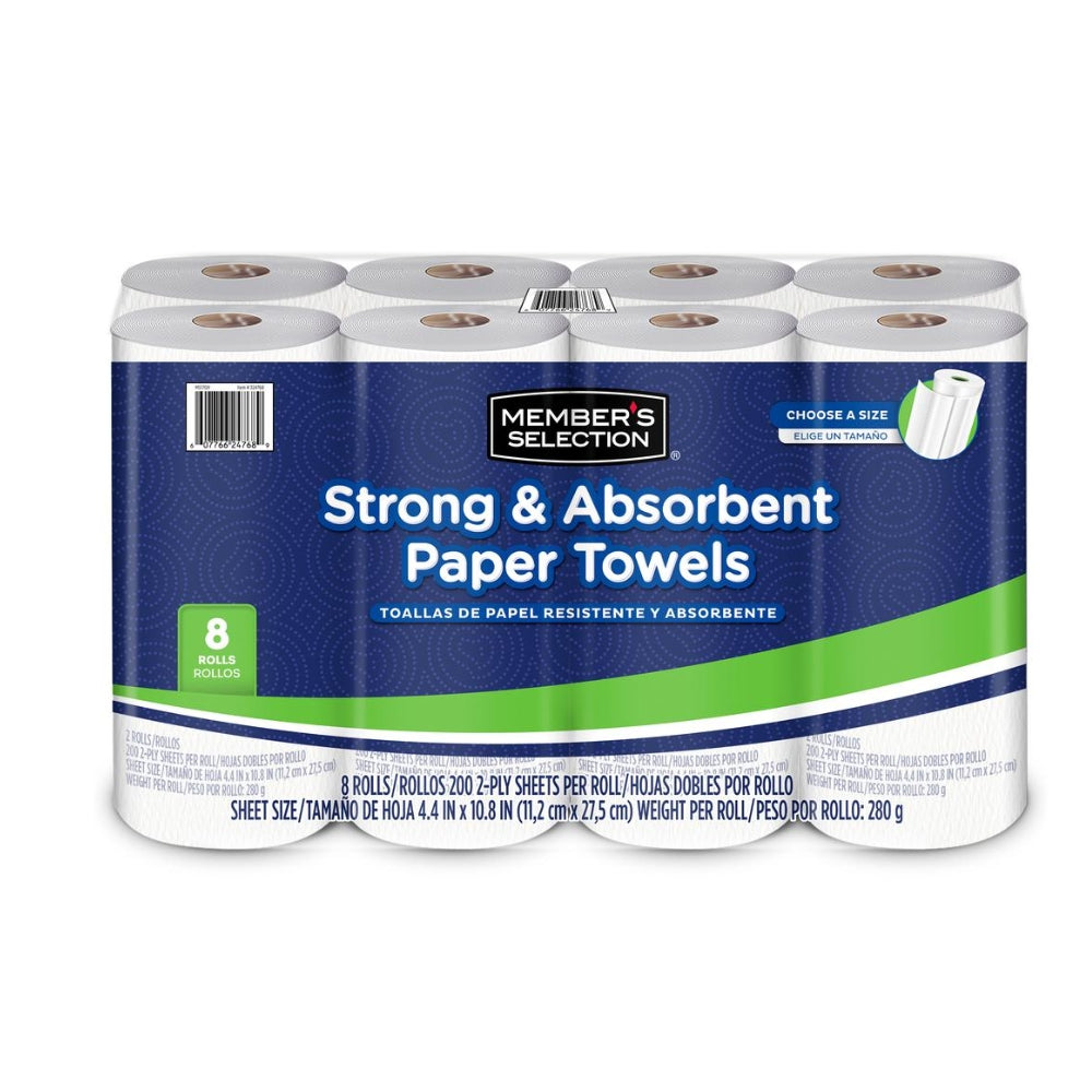 PAPEL TOALLA RESISTENTE Y ABSORBENTE SELECTION 8 ROLLOS