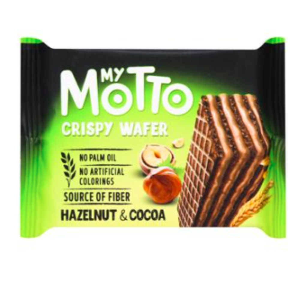 GALLETA CRISPY WAFER COCOA Y COCOA AVELLANA 30 GR