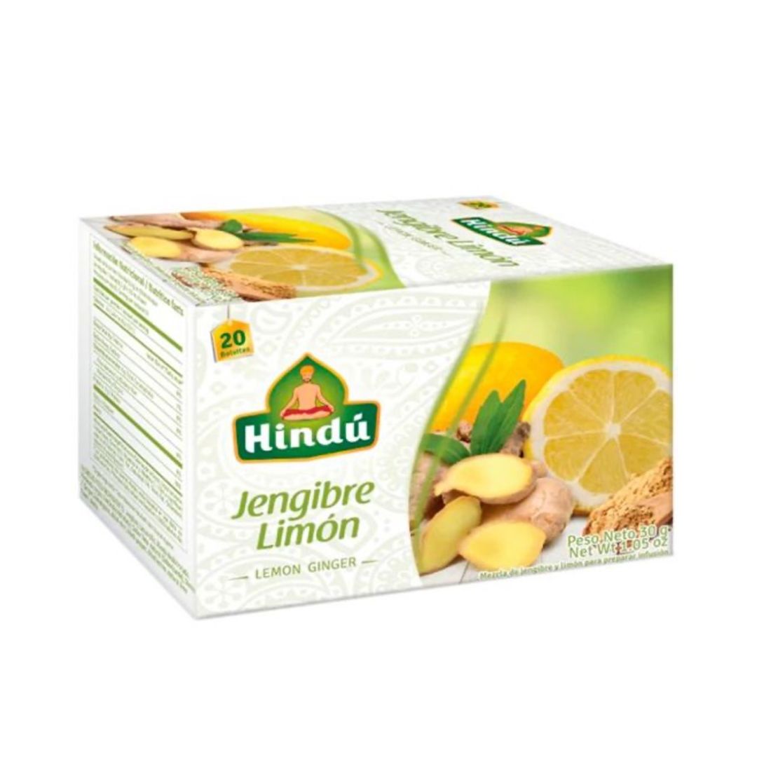 HINDU TE HERBALES JENGIBRE LIMON 20 SOBRES