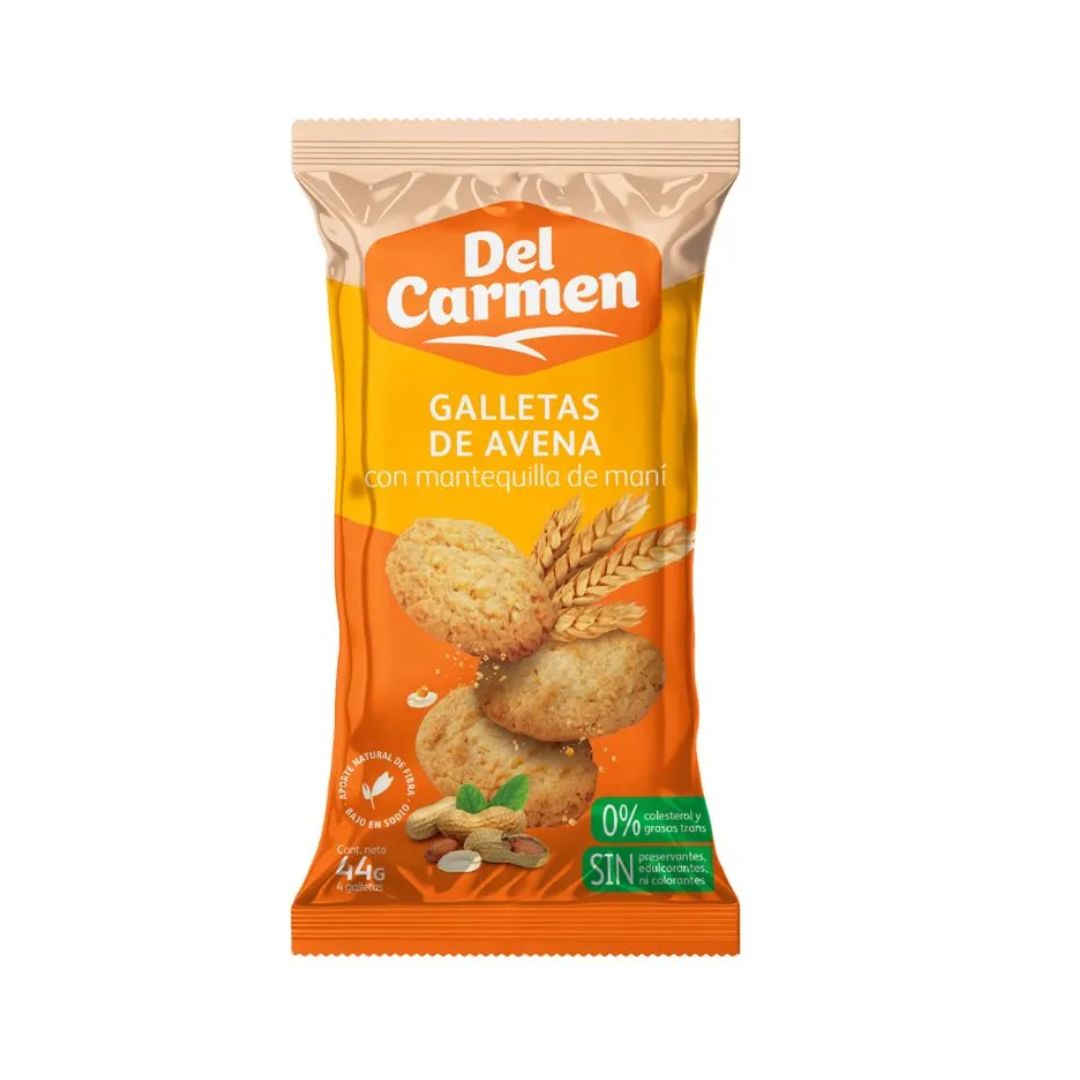 GALLETA DE AVENA CON MANTEQUILLA DE MANÍ DEL CARMEN 44 GRS