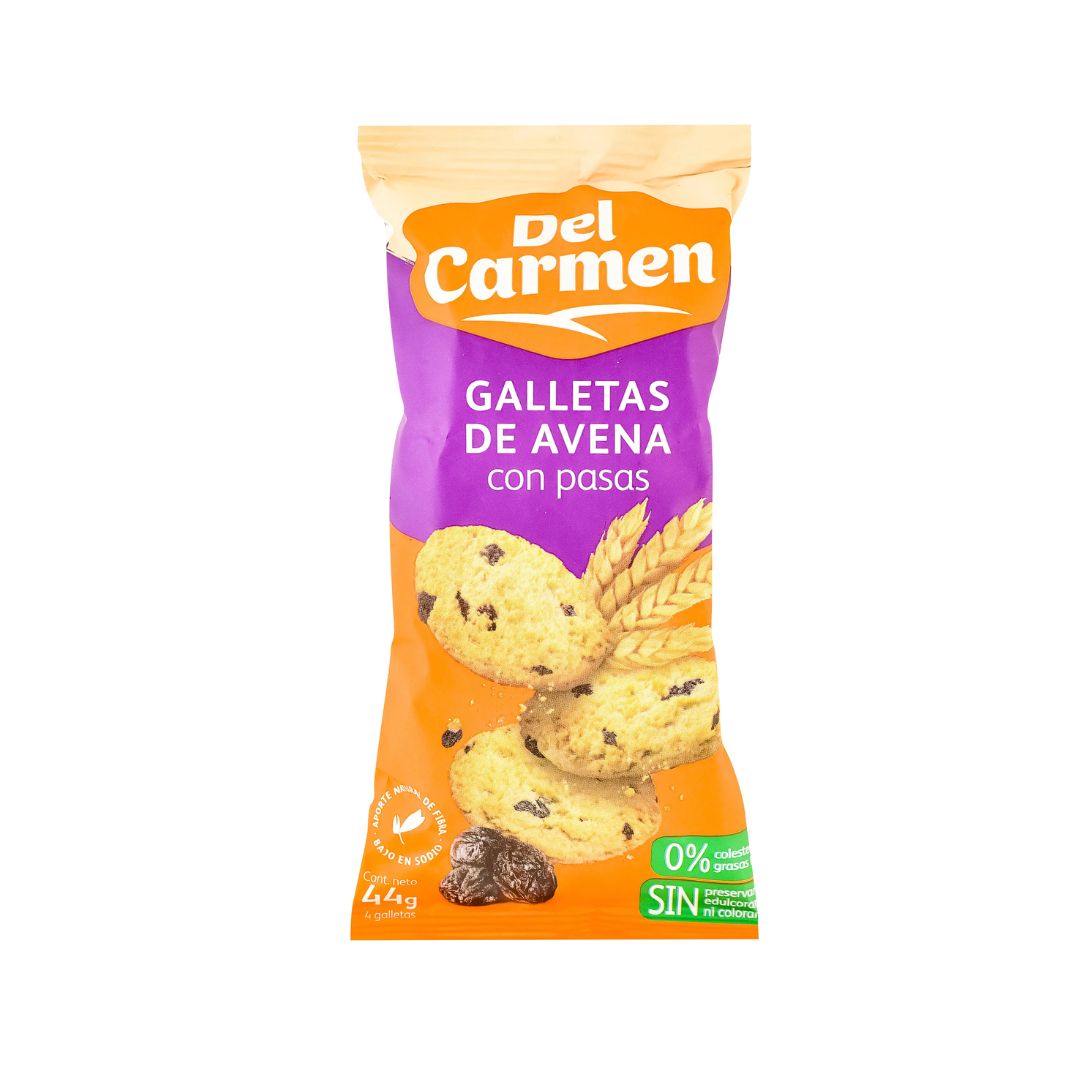 GALLETA DE AVENA CON PASAS DEL CARMEN 44 GRS