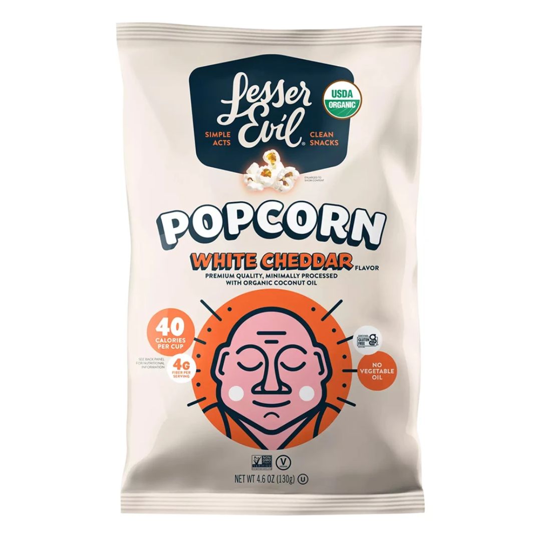 LESSER EVIL POPCORN WHITE CHEDDAR 4.6 OZ
