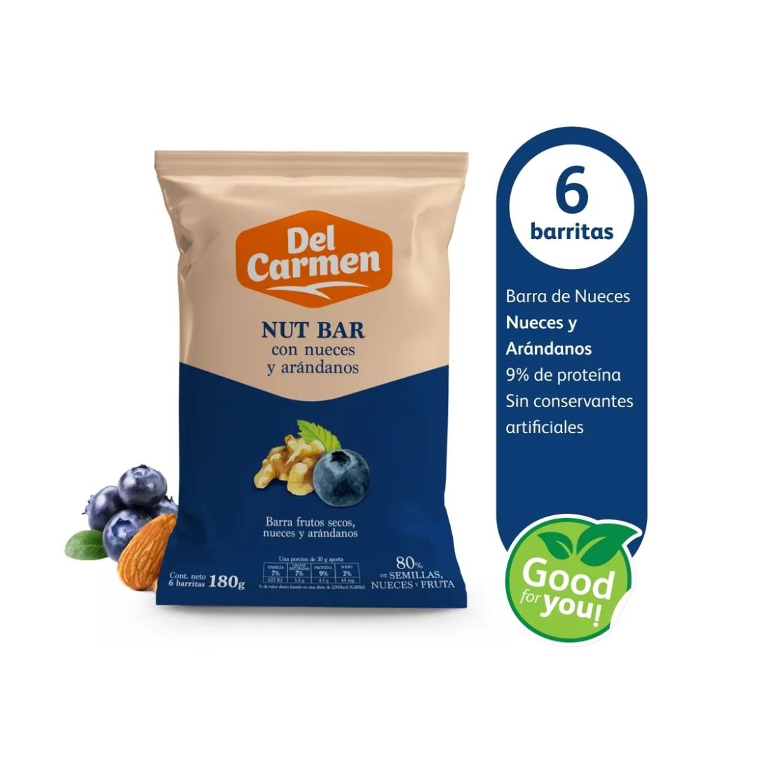 BARRA DE FRUTOS SECOS Y ARANDONOS DEL CARMEN 6 UNIDADES 180 GR