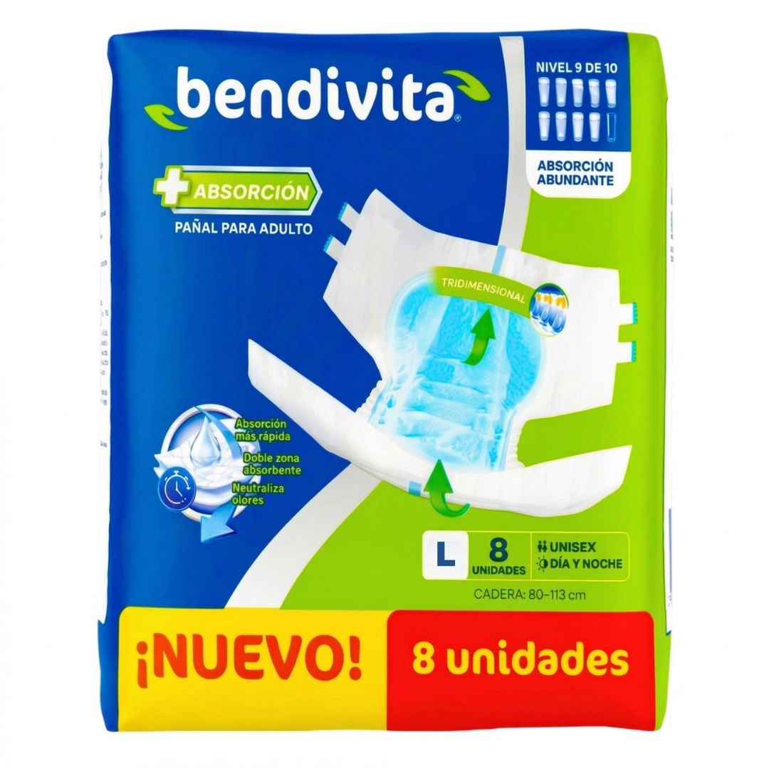 BENDIVITA (DIAPERS) PAÑAL ADULTO LARGE 8UNDS