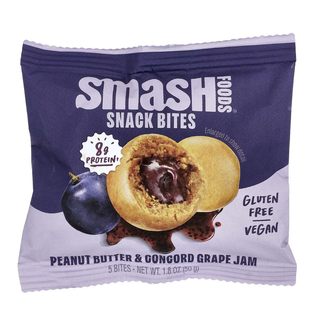 BOCADITOS MANTEQUILLA DE MANÍ Y MERMELADA DE UVA CONCORD SMASH FOODS 1.8 OZ
