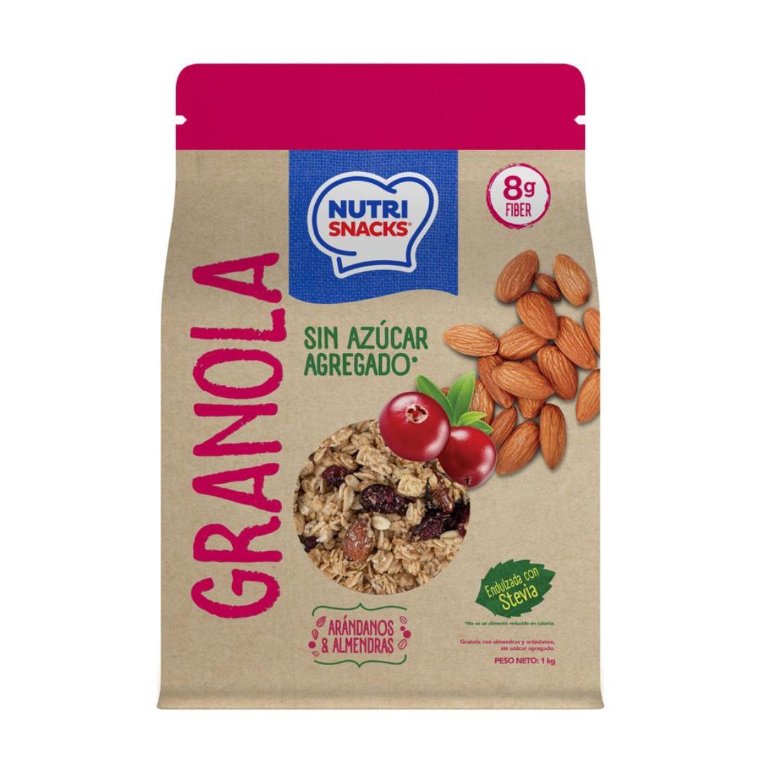 GRANOLA SIN AZUCAR ARANDANOS Y ALMENDRA NUTRI SNACKS 1 KG