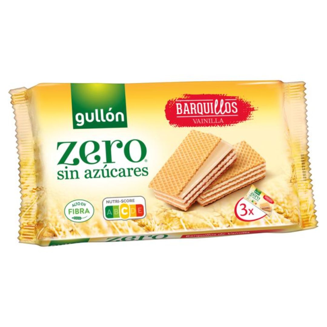 GALLETA ZERO AZUCAR BARQUILLO SABOR VAINILLA GULLON 180 G