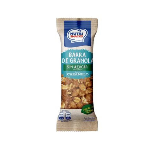 BARRA DE GRANOLA SIN AZUCAR SABOR CARAMELO 25 GRS NUTRI SNACKS 25GRS