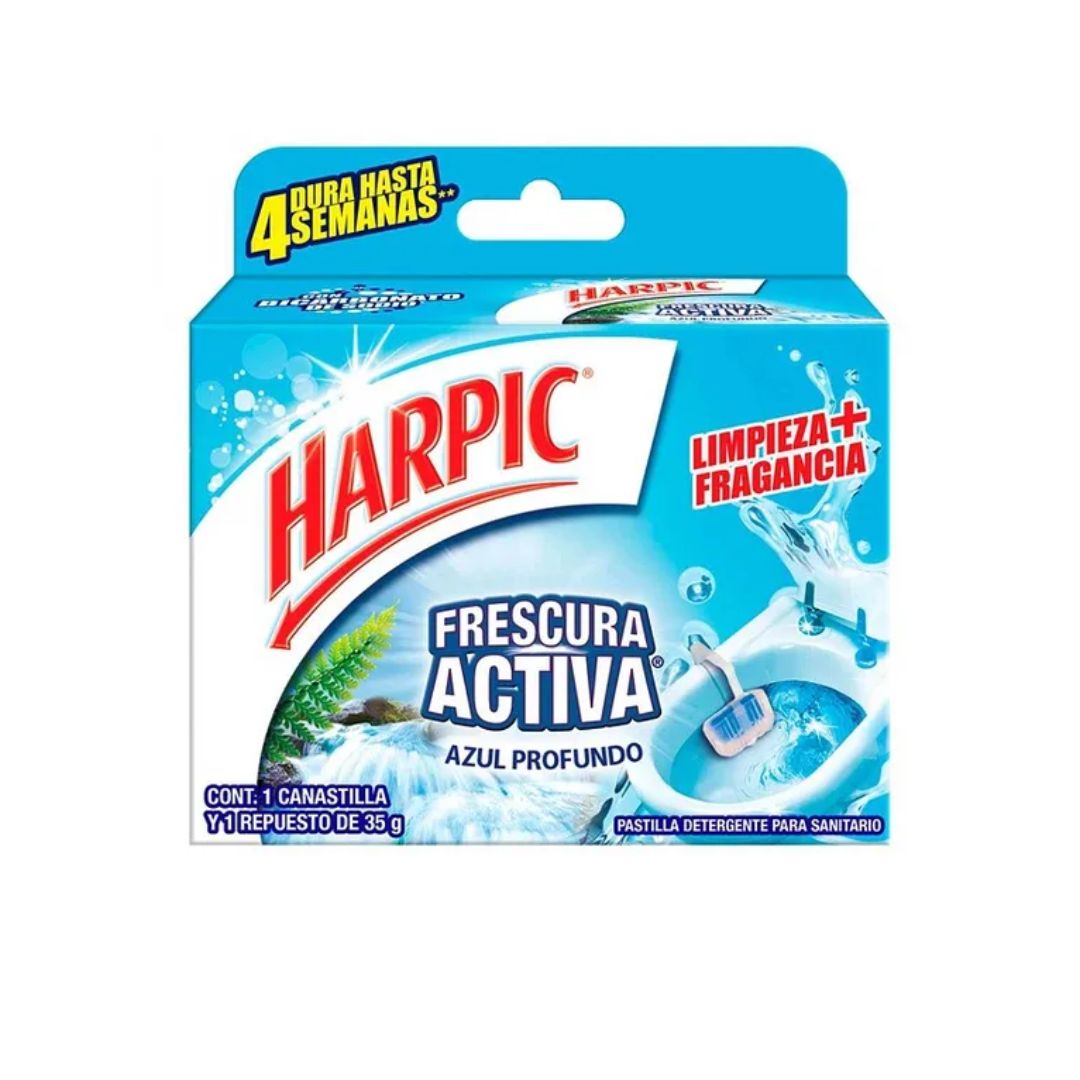HARPIC PASTILLA DESINFECTANTE PARA INODORO FRECURA ACTIVA 35 GRS