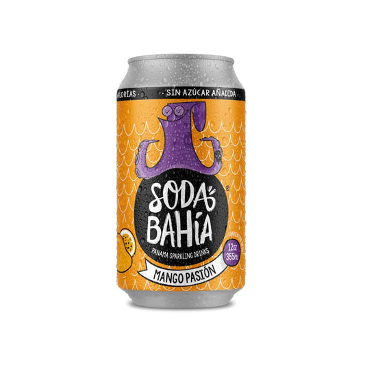 AGUA CON GAS SODA BAHIA MANGO PASION LATA 12 OZ