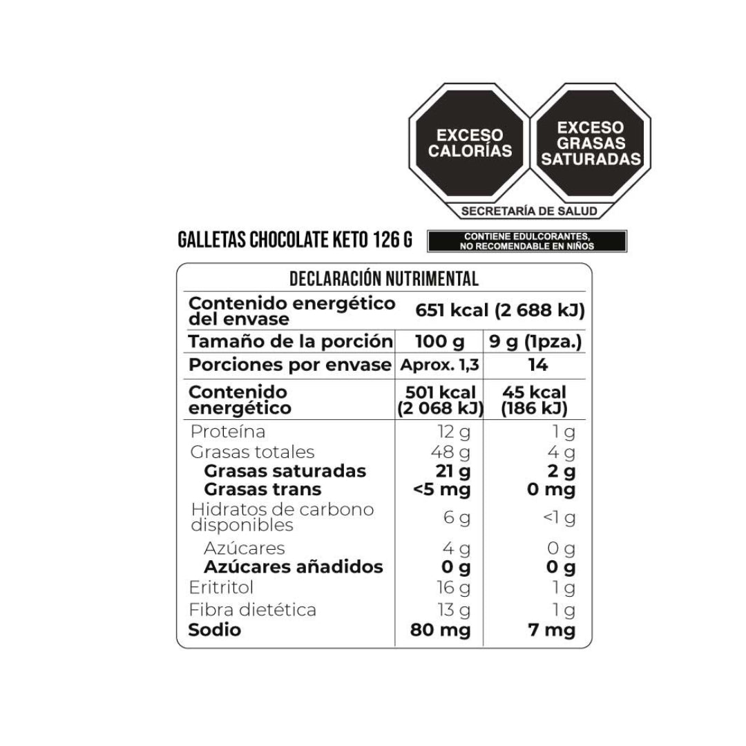 GALLETA DE CHOCOLATE KETO HEALTHY BRAND 126 GR