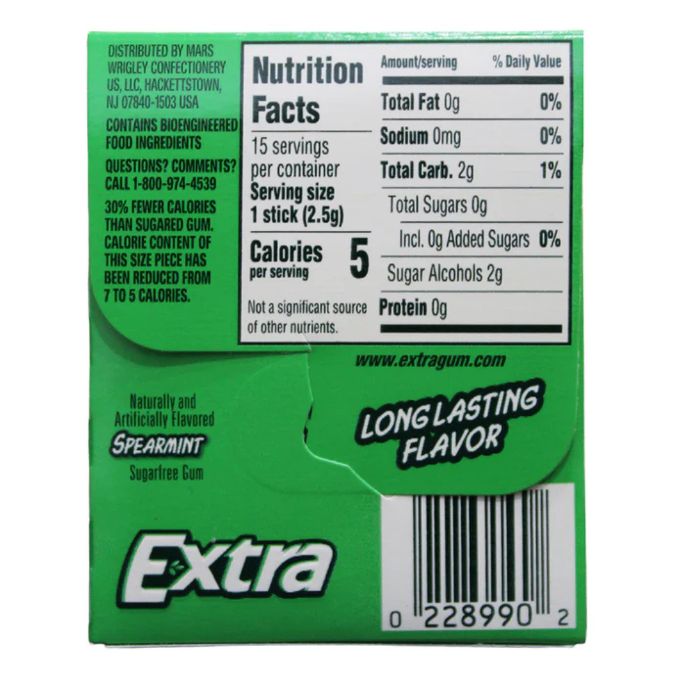 CHICLE WRIGLEYS EXTRA SPEARMINT 15 UNIDADES