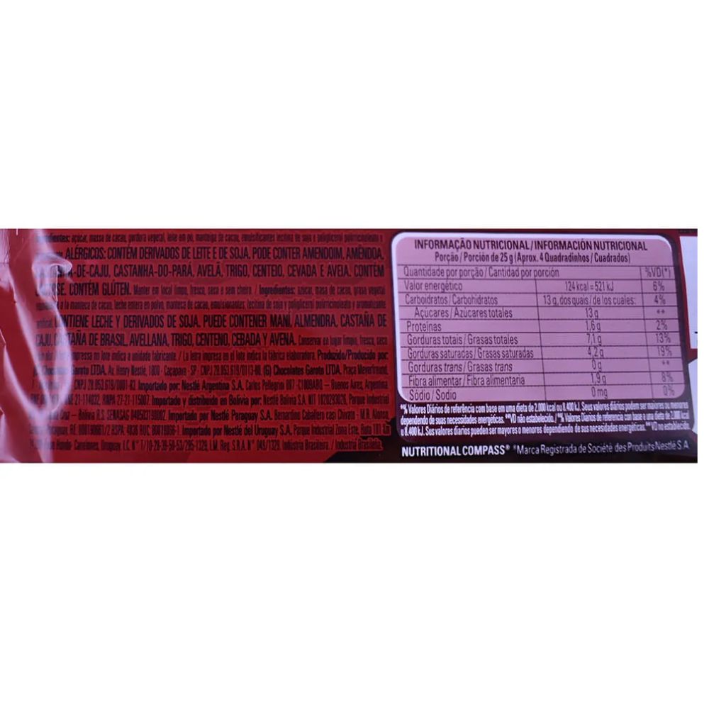 CHOCOLATE MEDIO AMARGO CLASSIC 80 GRS