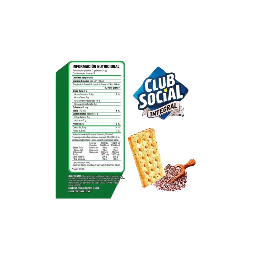 GALLETAS CLUB SOCIAL INTEGRAL MULTICEREAL 9 UND 216 GR