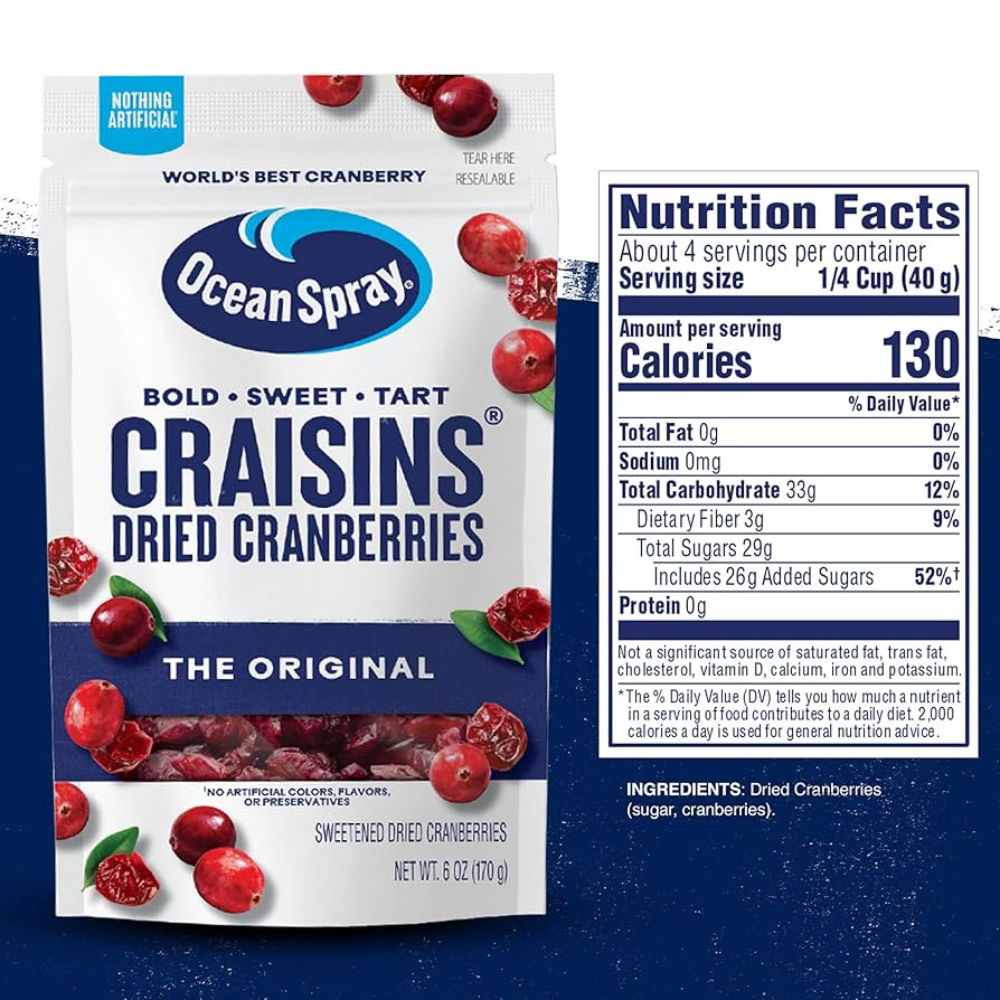CRANBERRIES DRIED OCEAN SPRAY ORIGINAL 6 OZ
