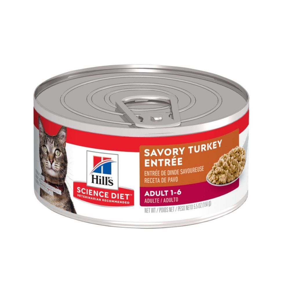ALIMENTO PARA GATOS HILLS SCIENCE ADULTOS MAYORES DE 7 AÑOS CON ENTRADA DE PAVO SALADO PICADO LATA DE 5.5 ONZAS
