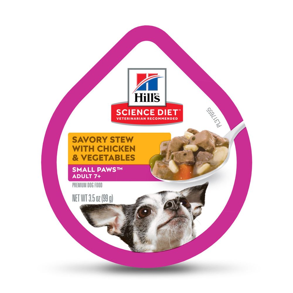 ALIMENTO PARA PERROS HILLS SCIENCE CON ESTOFADO SABROSO DE POLLO Y VERDURAS, 3,5 OZ.