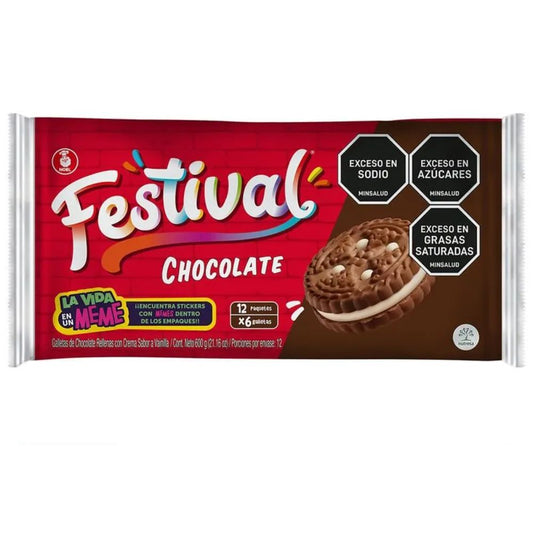 GALLETA FESTIVAL CHOCOLATE  12 PAQUETES DE 4 GALLETAS