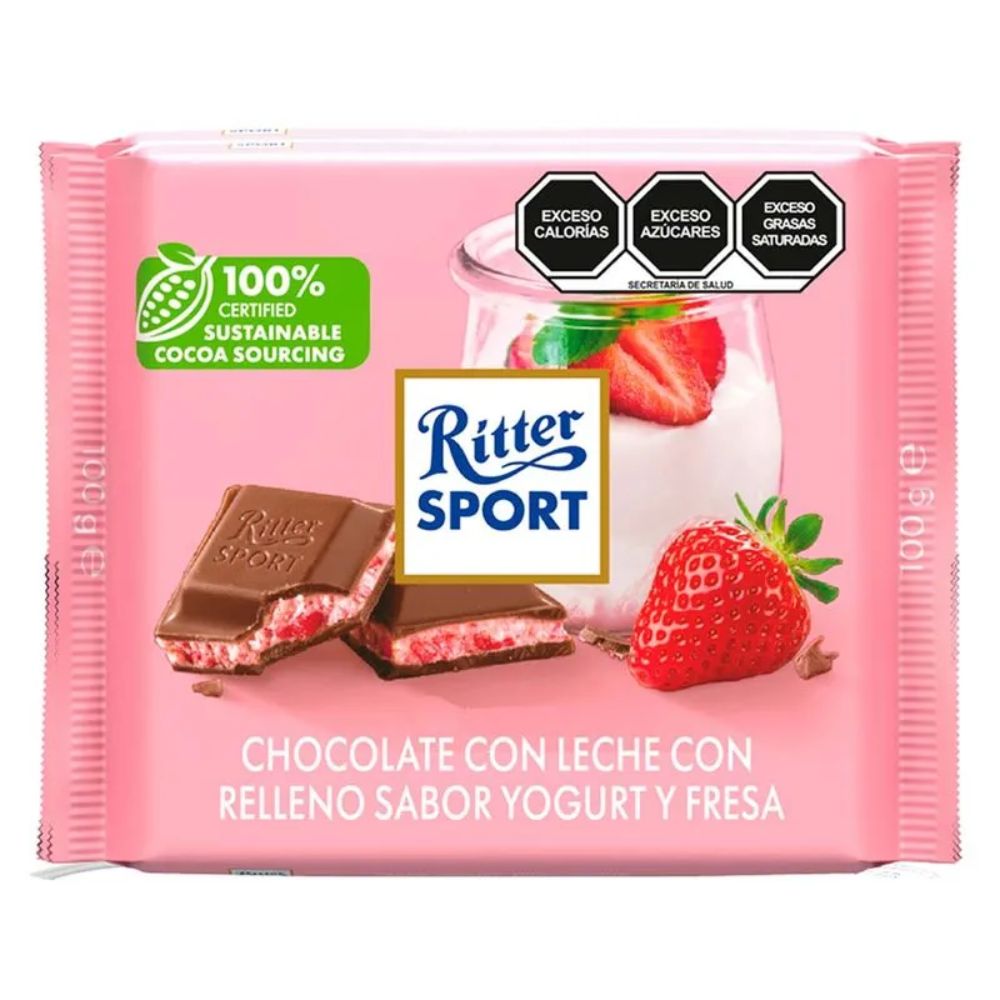 CHOCOLATE CON SABOR A FRESA YOGUR RITTER SPORT 100GR
