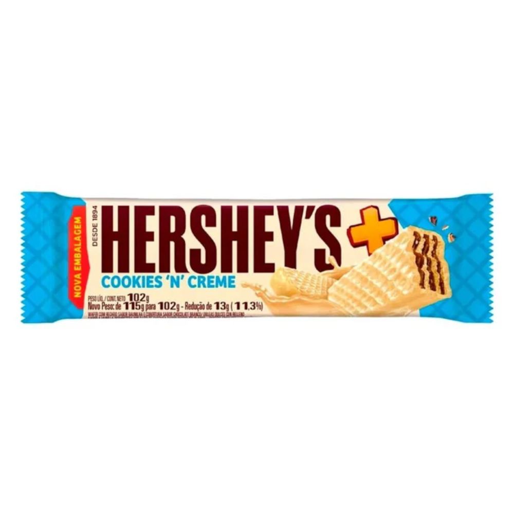 HERSHEY´S WAFERS MAIS COOKIES CREAM 102 GRS
