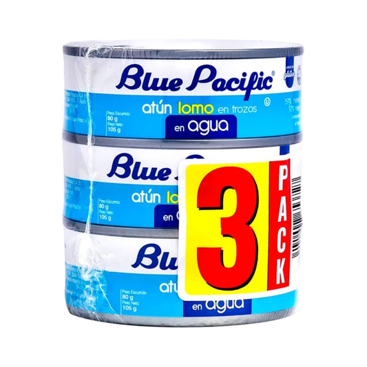 3 PACK ATUN TROZOS EN AGUA BLUE PACIFIC  105 GRS