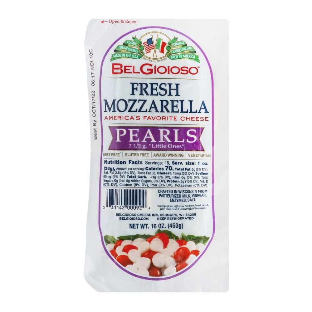 QUESO MOZZARELLA EN PERLAS BELGIOIOSO 453 GR