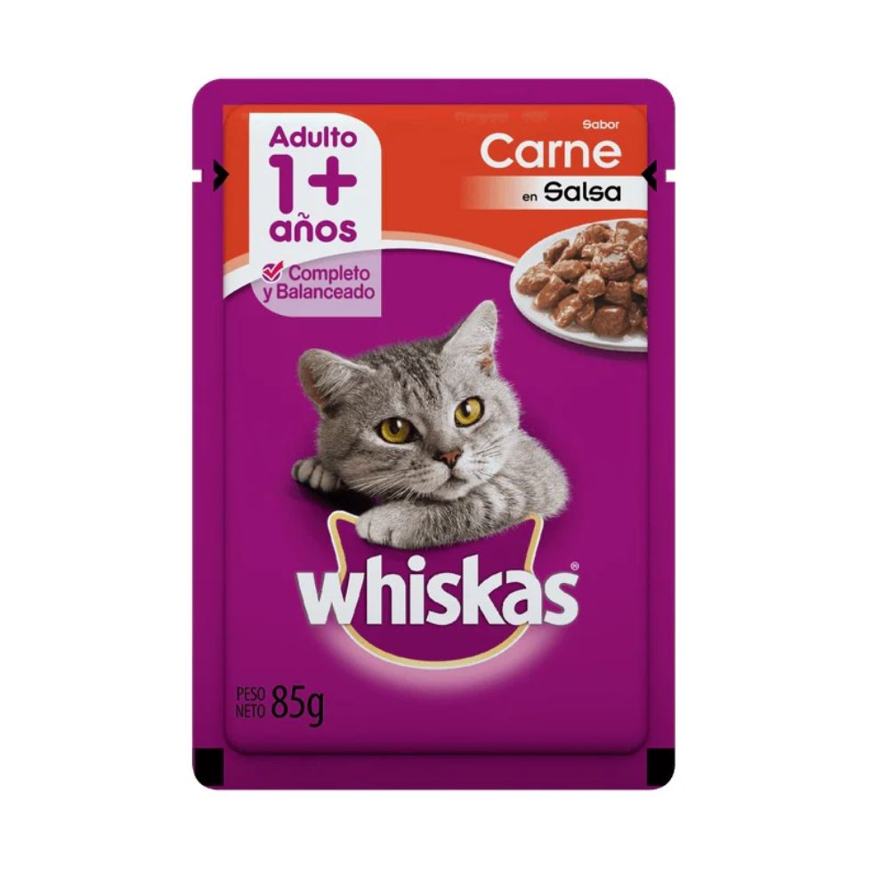 ALIMENTO PARA GATO WHISKAS SABOR A RES 85 GR