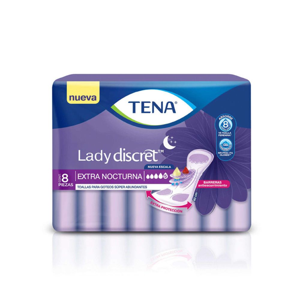 TOALLA SANITARIA TENA LADY EXTRA NOCTURNA 8 UND