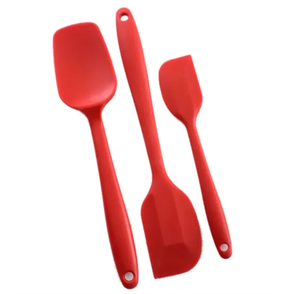 JUEGO DE ESPATULAS DE SILICÓN COLOR ROJO 3 PIEZAS