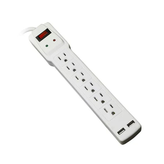 ADAPTADOR DE CORRIENTE CON 6 SALIDAS Y 2 PUERTOS USB