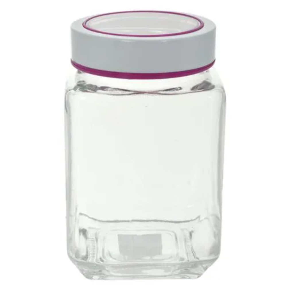 FRASCO DE VIDRIO 800ML CON TAPA ROJA