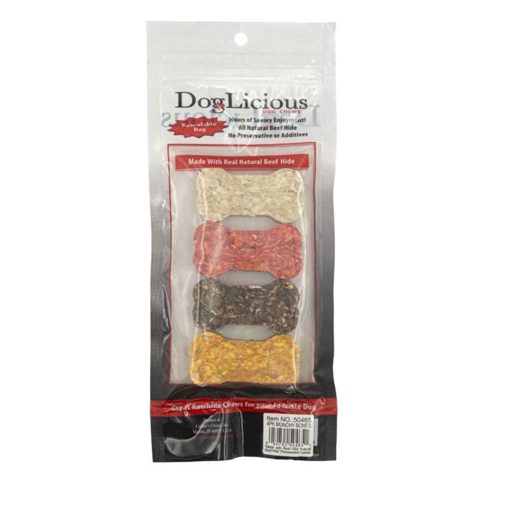 HUESOS COMESTIBLES PARA PERRO DE SABORES VARIADOS - 4 UNIDADES