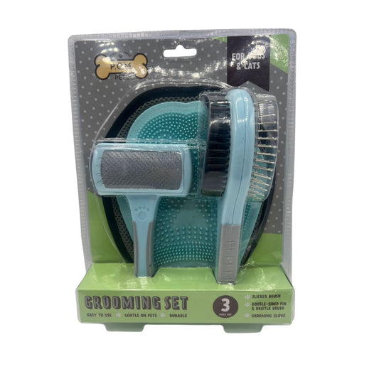 JUEGO DE CEPILLOS PARA ASEO DE MASCOTAS 3 UND