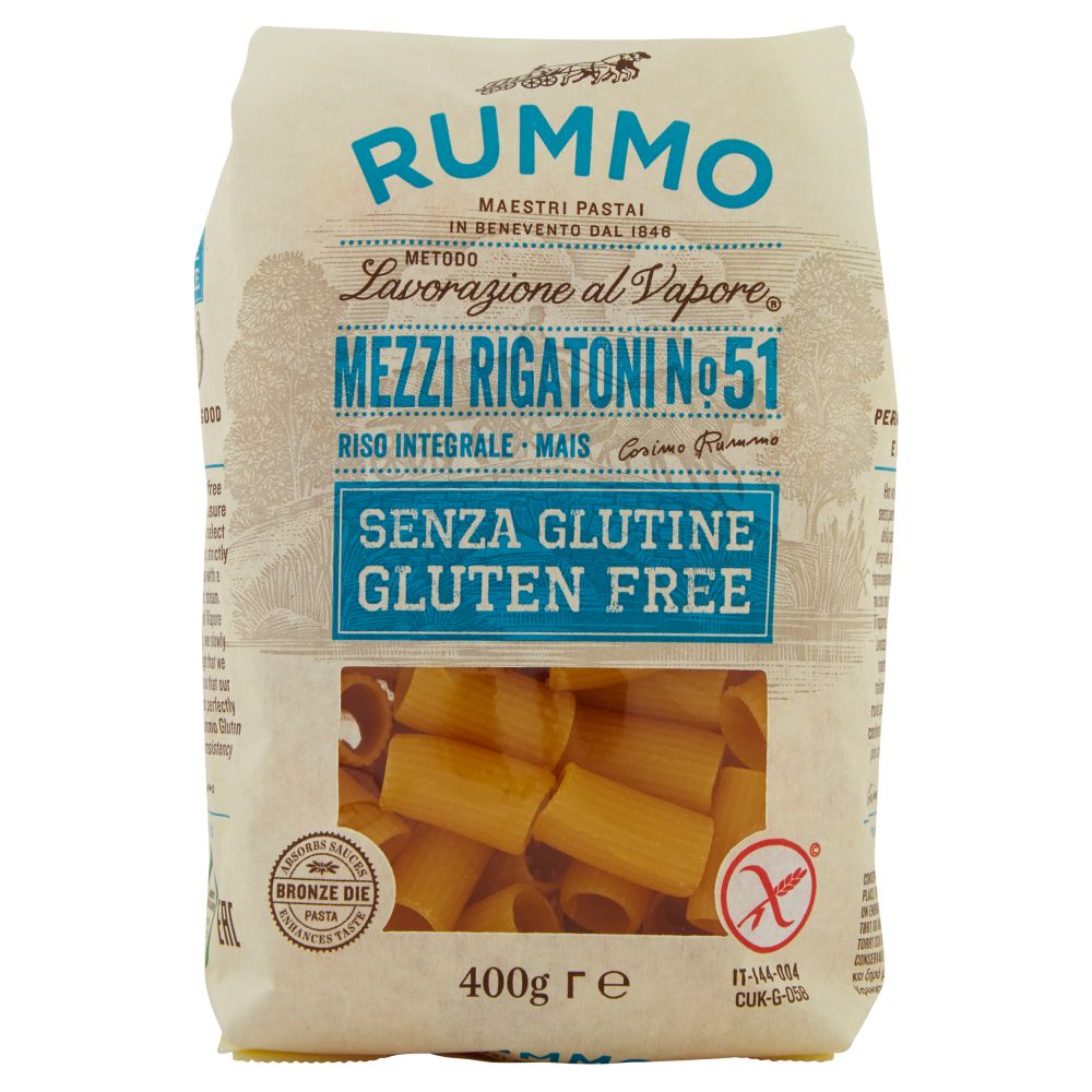 PASTA MEZZI RIGATONI GLUTEN FREE N51 RUMMO 400 GR