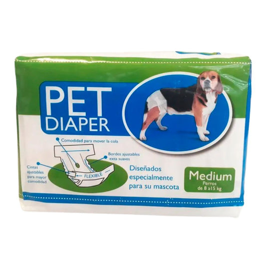PAÑAL PARA PERRO PET DIAPER TALLA M 10 UND