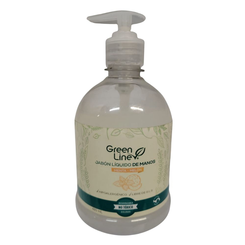 JABON LIQUIDO DE MANOS MENTA Y MELON GREEN LINE 480 ML