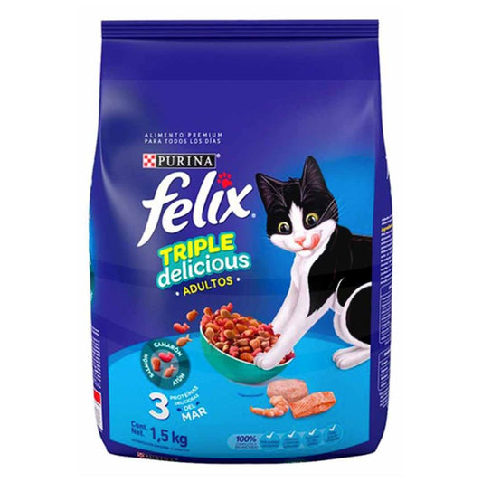 ALIMENTO PARA GATOS ADULTO TRIPLE DELICIOUS MAR FELIX 1.5 KG