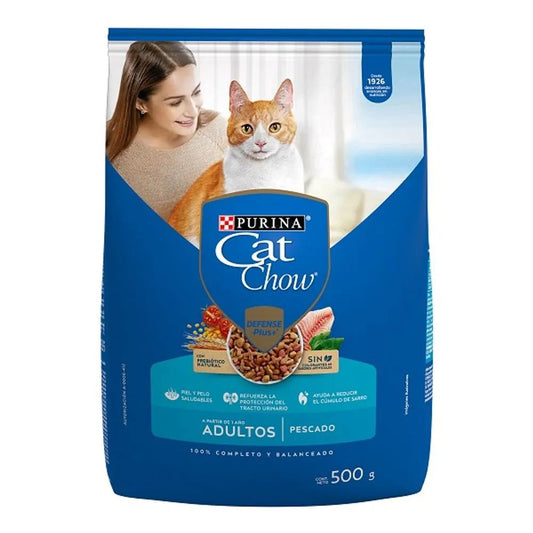 ALIMENTO PARA GATOS ADULTO DEFENSE PLUS PESCADO CAT CHOW 500 GR