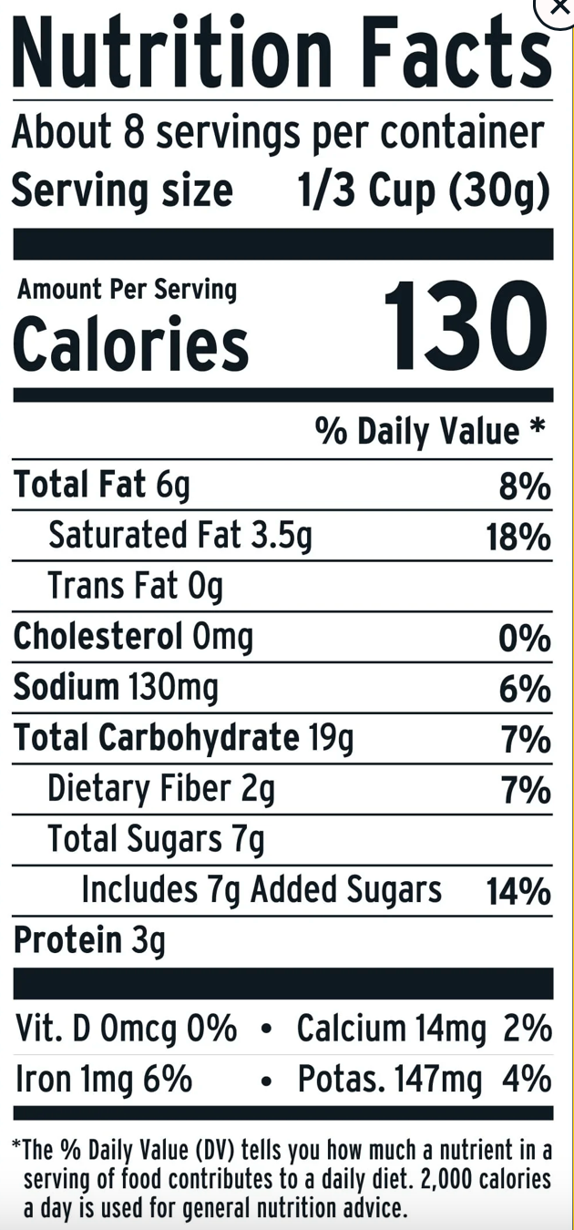 GRANOLA CHOCOLATE SEA SALT PURELY ELIZABETH 227 GR