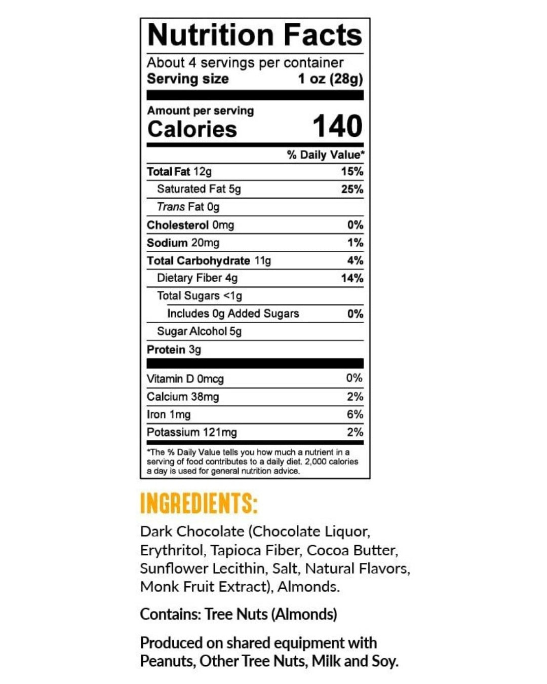 CHOCOLATE COVERED ALMONDS LAKANTO 4 OZ