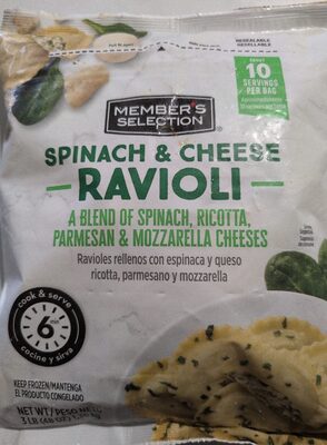 RAVIOLI RELLENOS CON QUESO Y ESPINACAS MEMBERS SELECTION 3 LBS