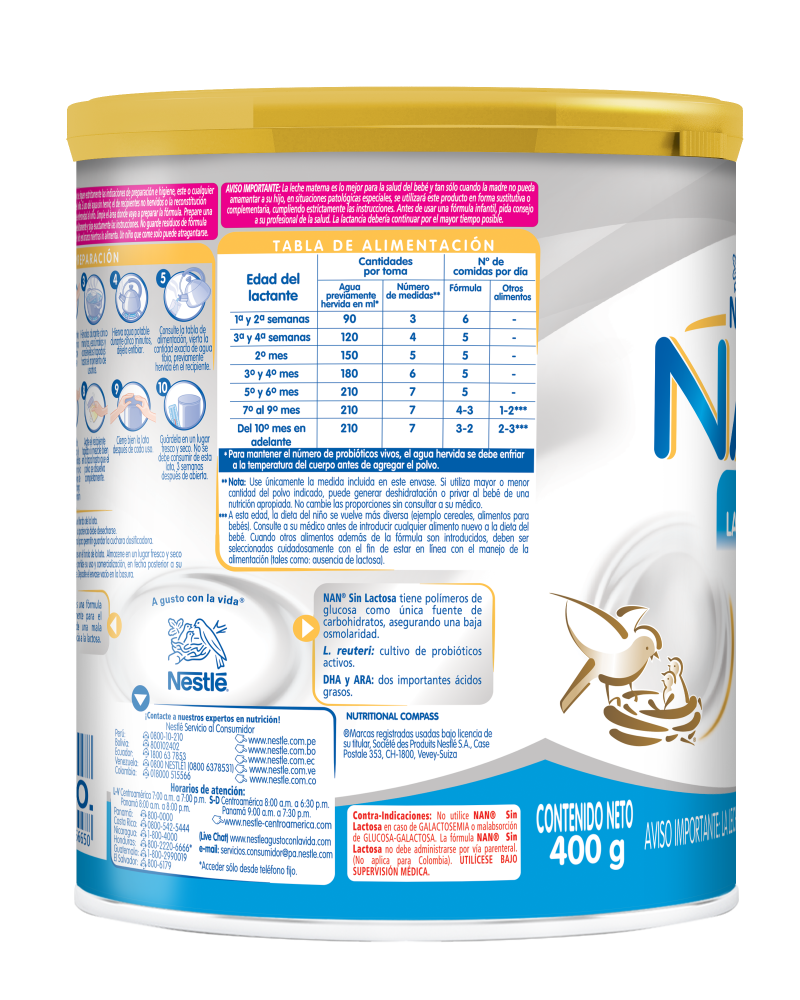 NESTLE NAN SIN LACTOSA FORMULA INFANTIL DE INICIO 400G