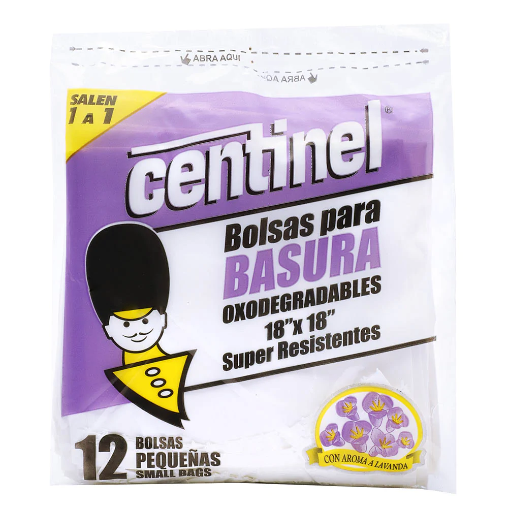 BOLSAS DE BASURA CENTINEL 18 X 18 AROMA LAVANDA 12 UND