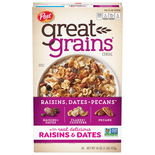 CEREAL POST GREAT GRAIN RAISIN DATES AND PECANS 16 OZ