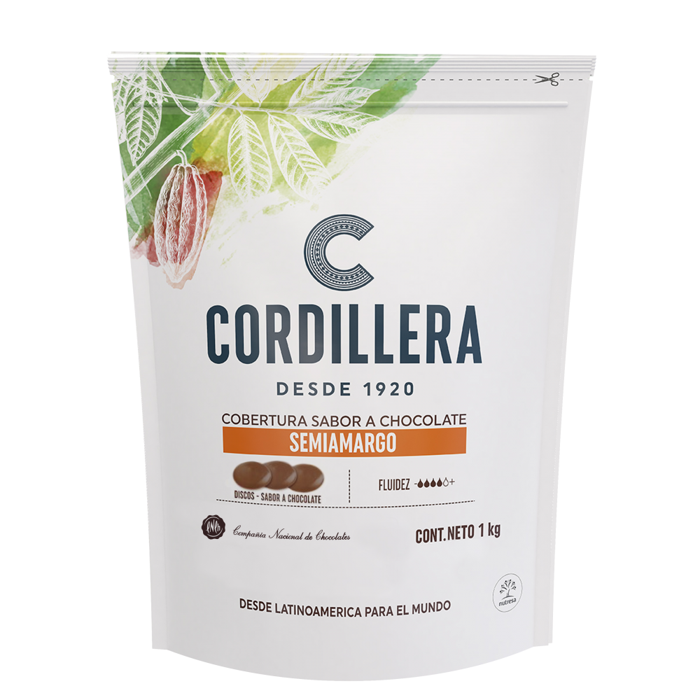 Cobertura sabor a chocolate semi-amargo cordillera 1kg